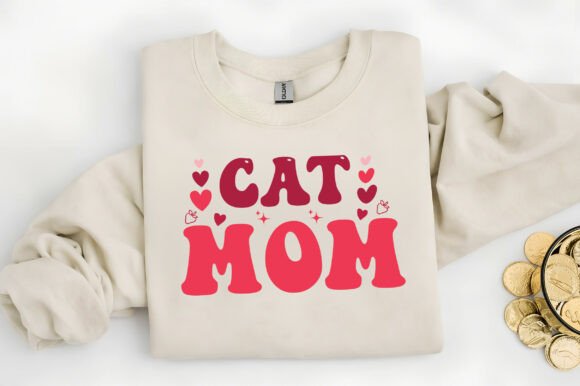 Cat Mom Valentine SVG: Graphics for T-Shirt Designs
